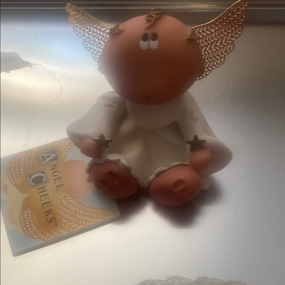 White and Gold Decor Accent with Angelic Wings